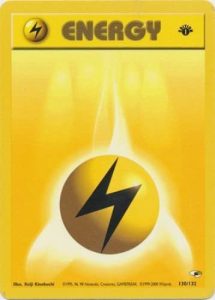Lightning energy card from the Pokémon card game.